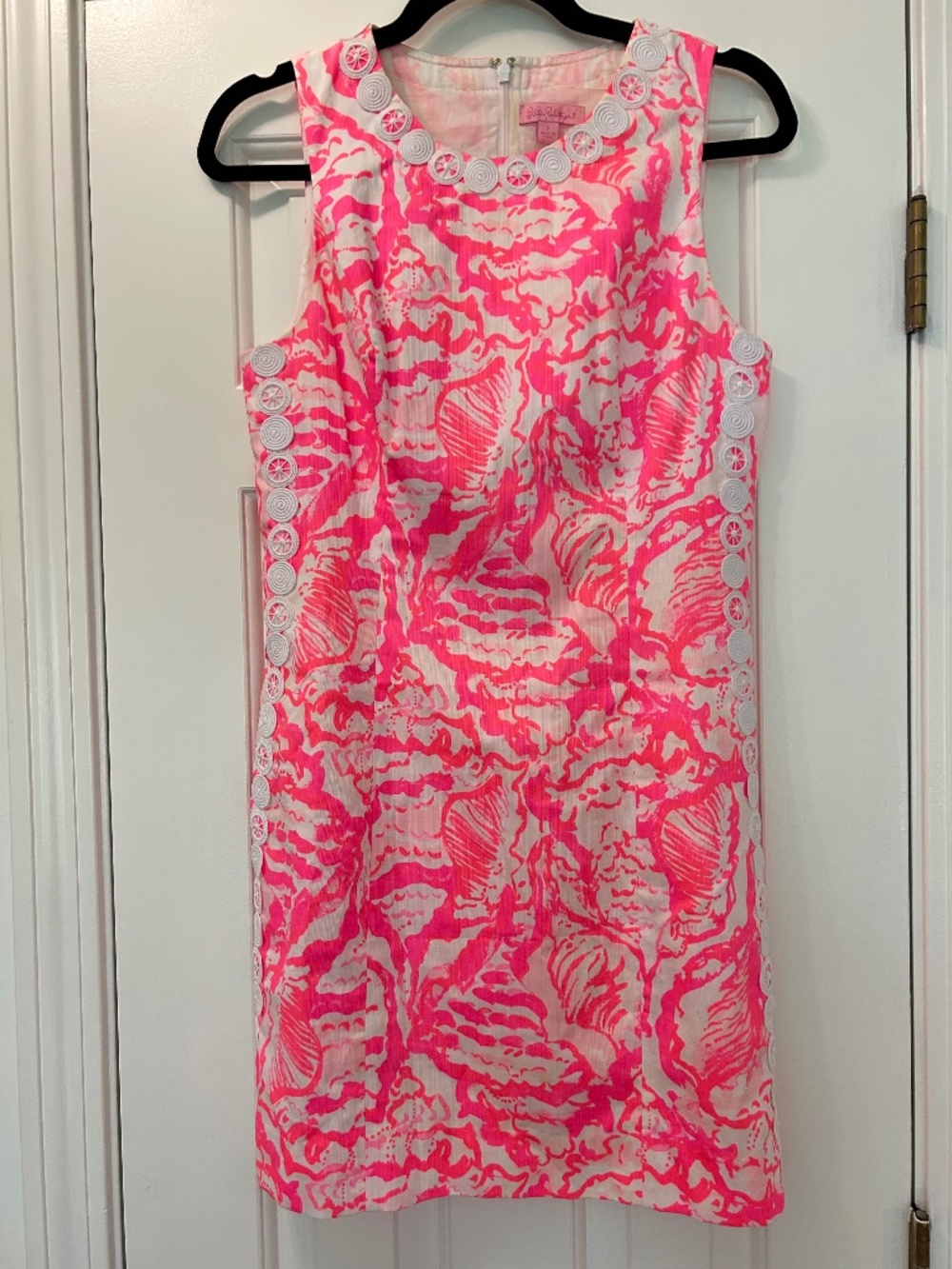 Lilly Pulitzer Mika Coral Reef Seashells Size 2 Pink and White Dress